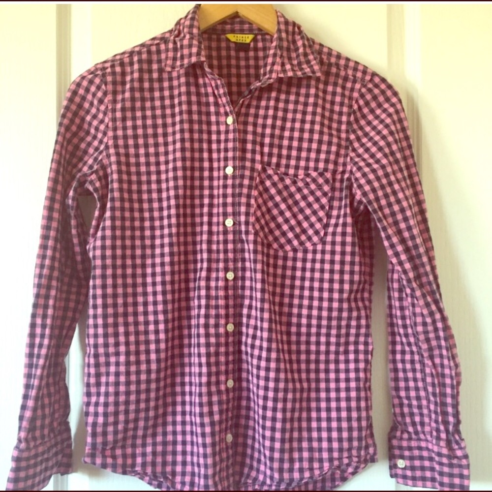 Prince & Fox women’s navy and pink gingham shirt